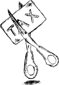 hand draw illustration for tax cutting
